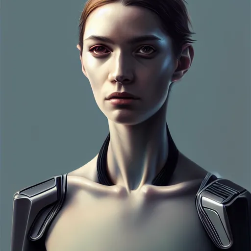 Prompt: portrait of an ai, sci-fi, futuristic, highly detailed, digital painting, artstation, concept art, smooth, sharp focus, by caravaggio