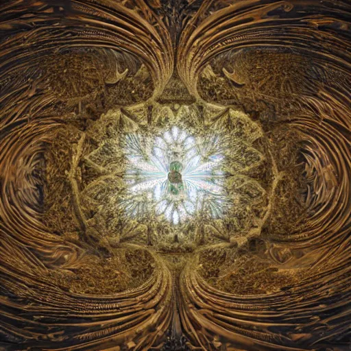 Image similar to a beautiful 3 d painting of a huge sprawling fractal cathedral interior populated by mandelbrot fractals by android jones, unreal engine, carved stone, carved soap, white color scheme, volumetric lighting, octane render, dramatic lighting, glowing, carved marble, opalescent, sacred geometry, religious, angelic, catholicpunk, stark, trending on artstation