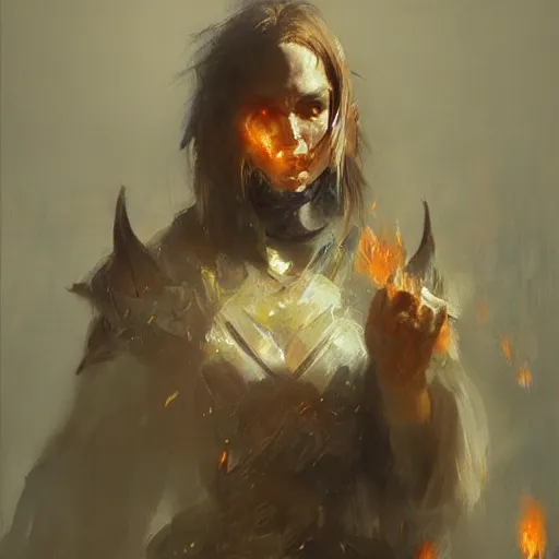 Image similar to the pyromancer by ruan jia, portrait