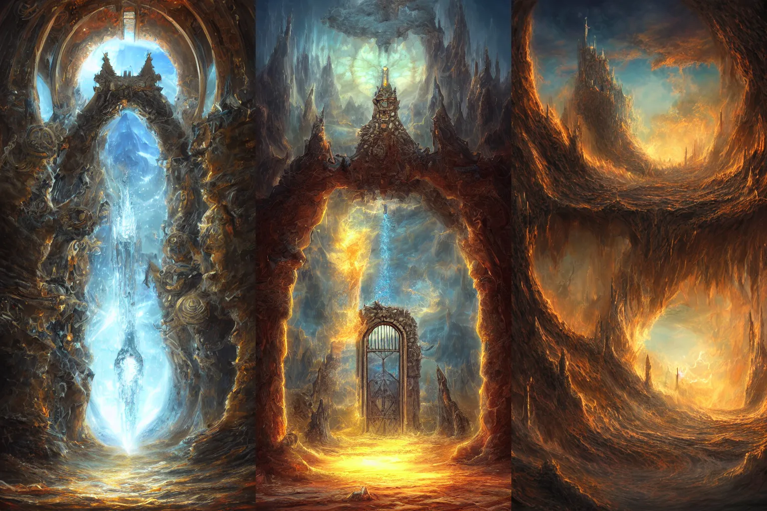 Prompt: the gate to the eternal kingdom of oil, fantasy, digital art, hd, detailed.