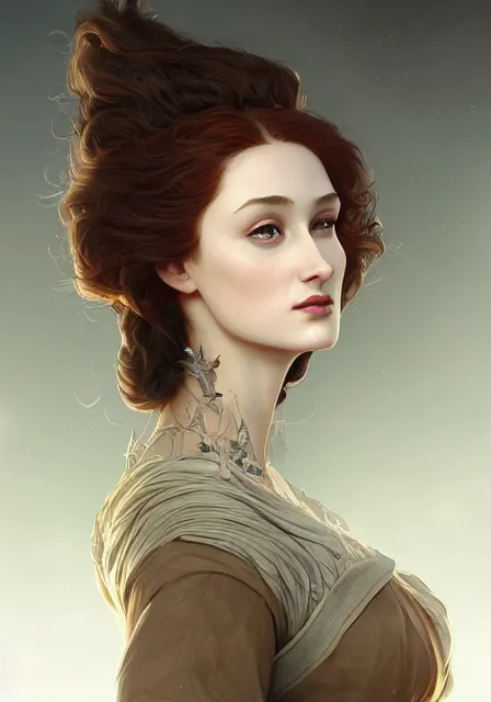 Image similar to sansa witch long nose, intricate, elegant, highly detailed, digital painting, artstation, concept art, smooth, sharp focus, illustration, art by artgerm and greg rutkowski and alphonse mucha and william - adolphe bouguereau