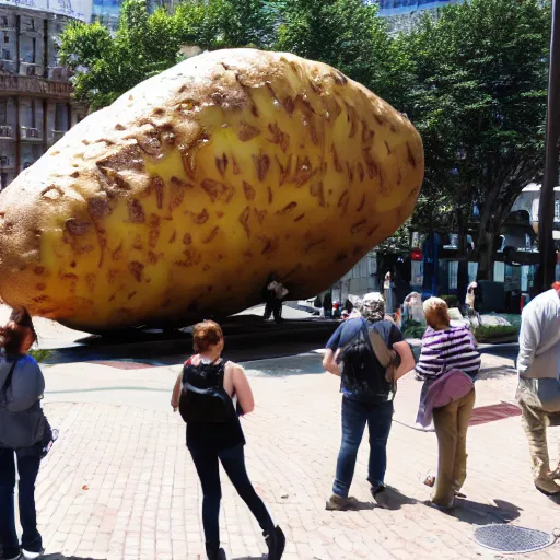 Prompt: tourists visiting the world's largest baked potato 🥔
