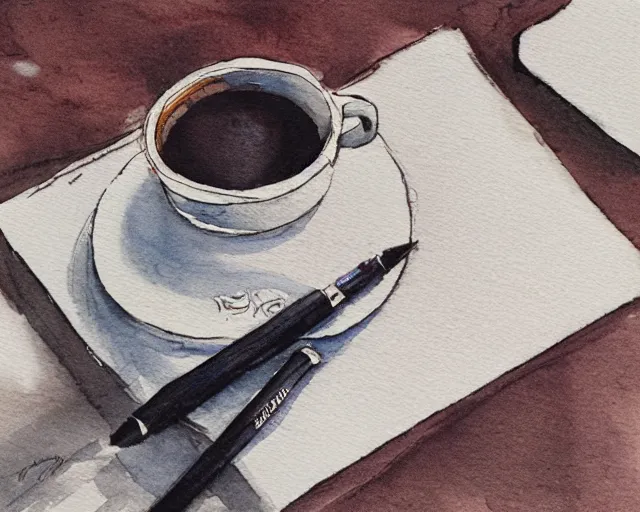 Image similar to a coffee shop smooth light color watercolor pen