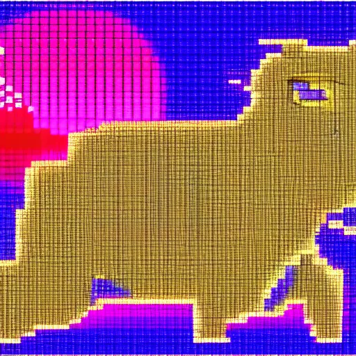 Image similar to Synthwave Capybara as a spritesheet