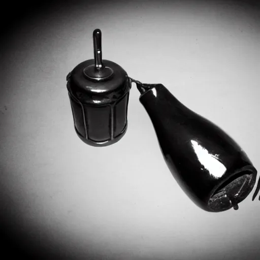 Prompt: single ww 2 hand grenade, black and white