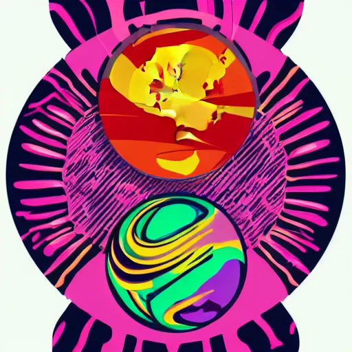 Image similar to 2 planet collapse particle fusion element macro cosmic art by butcher billy, sticker, colorful, illustration, highly detailed, simple, smooth and clean vector curves, no jagged lines, vector art, smooth andy warhol style