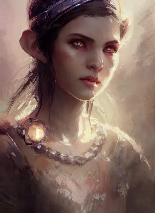 Image similar to female nightelf girl, beautiful face, rule of thirds, intricate outfit, spotlight, by greg rutkowski, by jeremy mann, digital painting