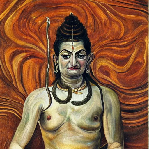 Prompt: high quality high detail painting by lucian freud, hd, portrait of shiva, god