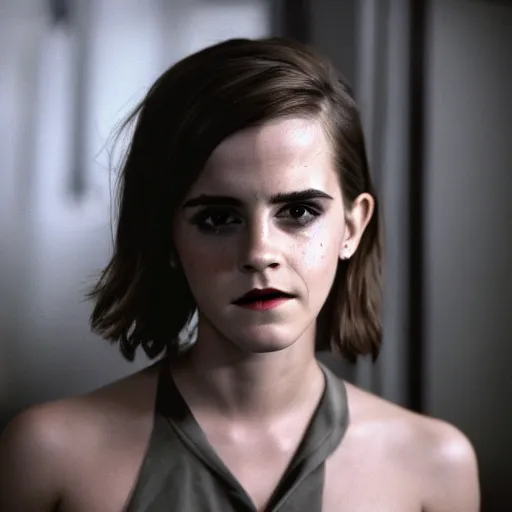 Image similar to emma watson starring in the new alien movie, 8 0 s movie, cinematic, movie poster, dark, moody