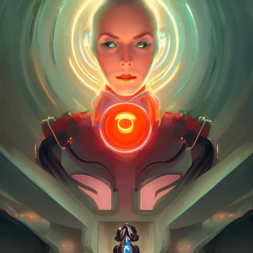 Prompt: symmetrical portrait of a beautiful cybernetic woman hal 9 0 0 0 by pete mohrbacher and guweiz and josan gonzalez, graphic novel, artstation, deviantart, pinterest, 4 k uhd image