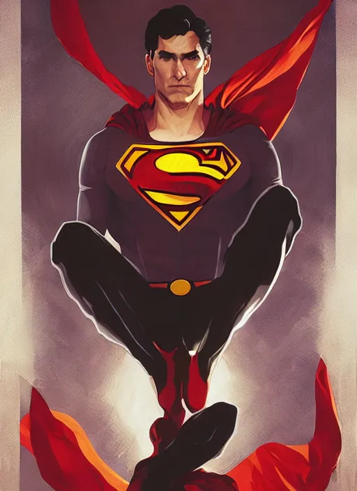 Image similar to symmetry! portrait of superman, red spike aura in motion, floating pieces, painted art by tsuyoshi nagano, greg rutkowski, artgerm, alphonse mucha, spike painting