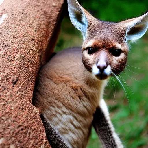 Prompt: a kangaroo - cat - hybrid, animal photography