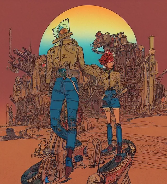 Image similar to atompunk / decopunk powered in the style of jean giraud in the style of moebius trending on artstation deviantart pinterest detailed realistic hd 8 k high resolution