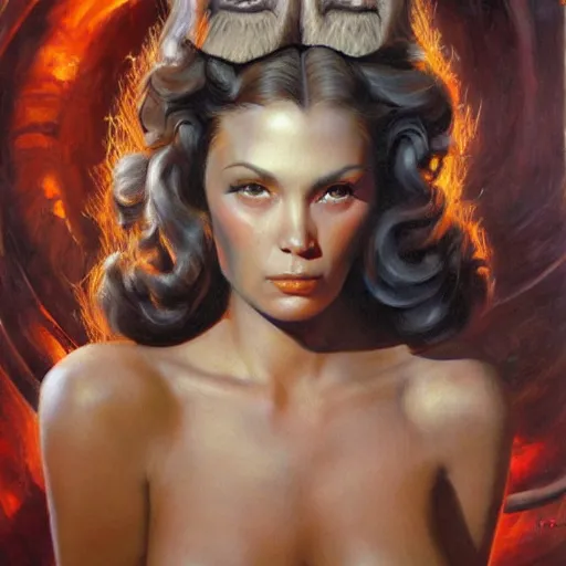 Image similar to detailed portrait of kirby intricate, hyper detailed, realistic, oil painting, by julie bell, frank frazetta, cinematic lighting