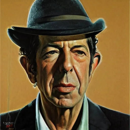 Image similar to portrait of leonard cohen, by Frank McCarthy