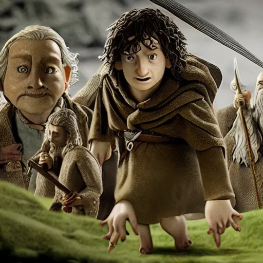 Image similar to still lord of the rings, claymation, 8 k, hyperdetalied, cgsociety,