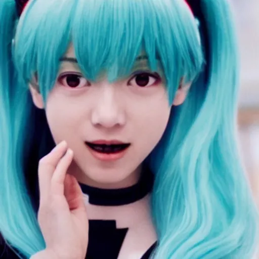 Image similar to a live - action still of hatsune miku in the sopranos ( 1 9 9 7 )