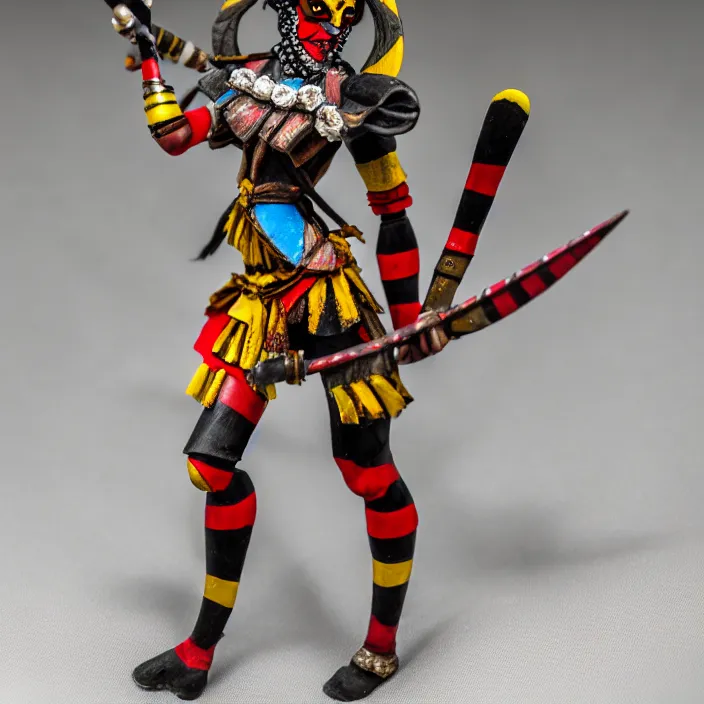 Image similar to full body photograph of a very beautiful harlequin warrior. extremely detailed. dslr. 8 5 mm.