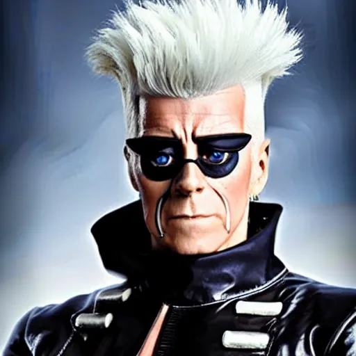 Image similar to a photograph of jean pierre polnareff from a live action version of jojo's bizarre adventure, filmic, cinematographic
