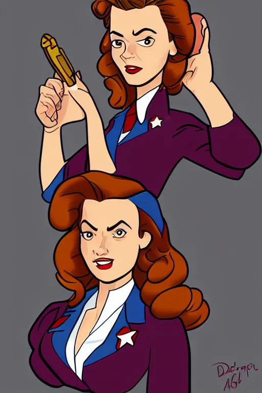 Image similar to Agent carter high quality digital painting in the style of Don Bluth