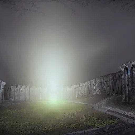 Prompt: underground necropolis with a lone beam of light illuminating it, digital painting, cinematic lighting, photorealistic