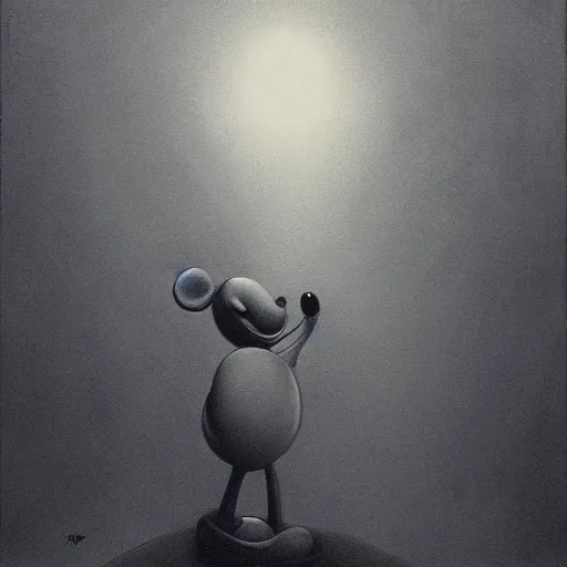 Prompt: Mickey mouse by zdzisław beksiński