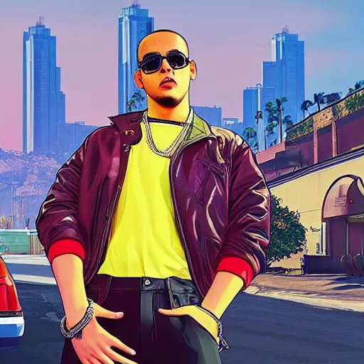 Image similar to bad bunny music artist on the cover of gta v