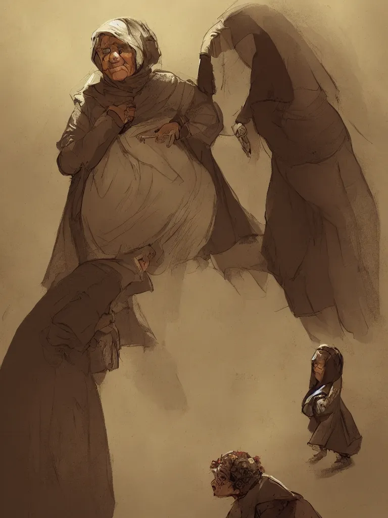 Image similar to grandmother by Disney Concept Artists, blunt borders, rule of thirds