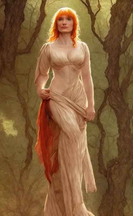 Image similar to Bryce Dallas Howard , Jessica Chastain, traditional corsican, intricate, highly detailed, artstation, illustration, jurgens, rutkowski, bouguereau, pastoral, rural, georgic