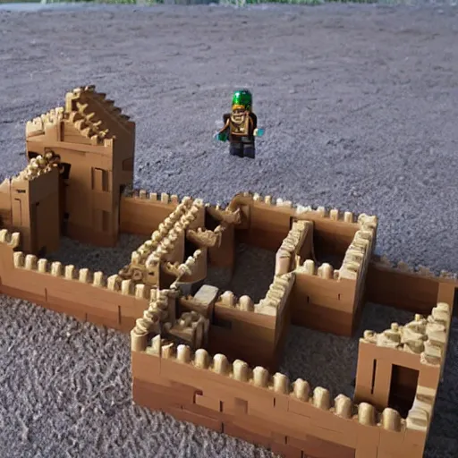 Prompt: lego desert fortress siege