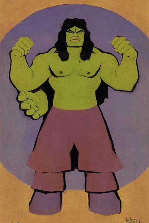 Image similar to hulk, marvel, artwork by nicholas roerich,