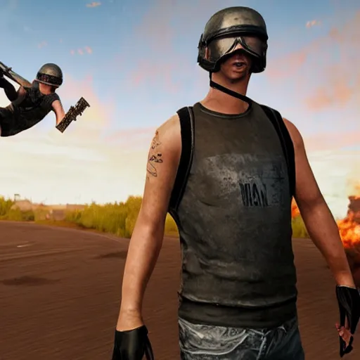 Prompt: tony hawk, in pubg