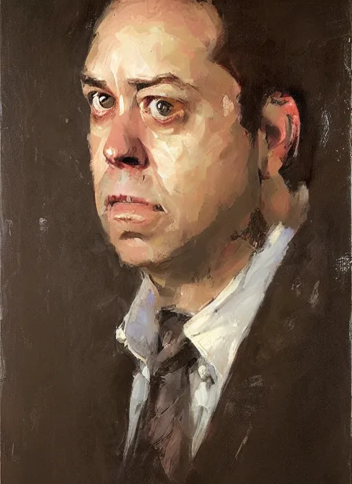 Image similar to portrait painting of joe lo truglio by jeremy mann, only one head single portrait