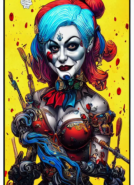 Image similar to a photorealistic dramatic hyperrealistic full frame render of a beautiful eerie comic supervillain character harley quinn by joe fenton, dan mumford, color poster art design, beautiful dynamic dramatic dark moody lighting, shadows, cinematic atmosphere, octane render, 8 k