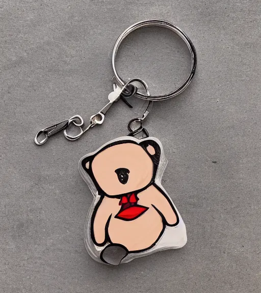 Image similar to keychain of a realistic bear and a salmon