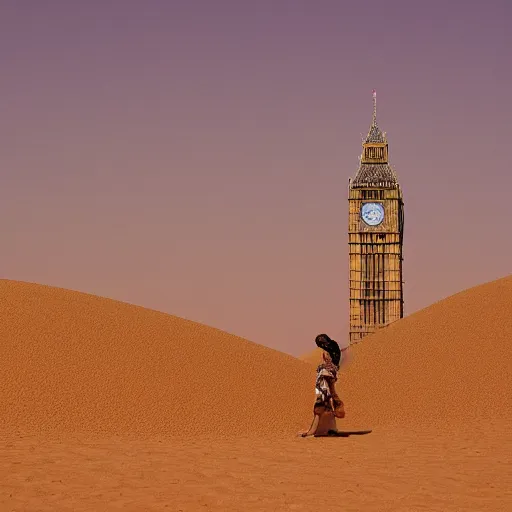 Prompt: Big Ben in the Sahara