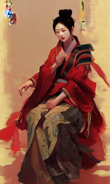 Image similar to ancient chinese beauties, by Ruan Jia and Krenz Cushart