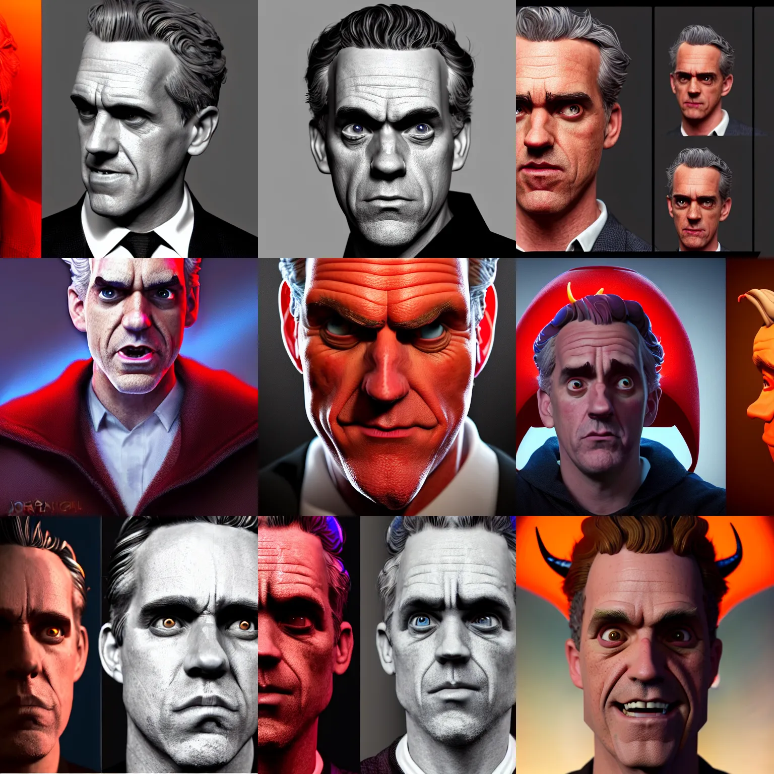 Image similar to a full character portrait of jordan peterson as the devil, the pixar adaptation, with same hairstyle, hyper detailed, digital art, trending in artstation, cinematic lighting, studio quality, smooth render, unreal engine 5 rendered, octane rendered