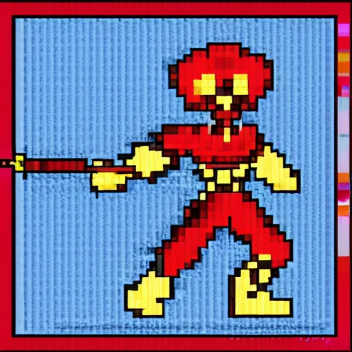 Image similar to Excalibur in the style of pixel art