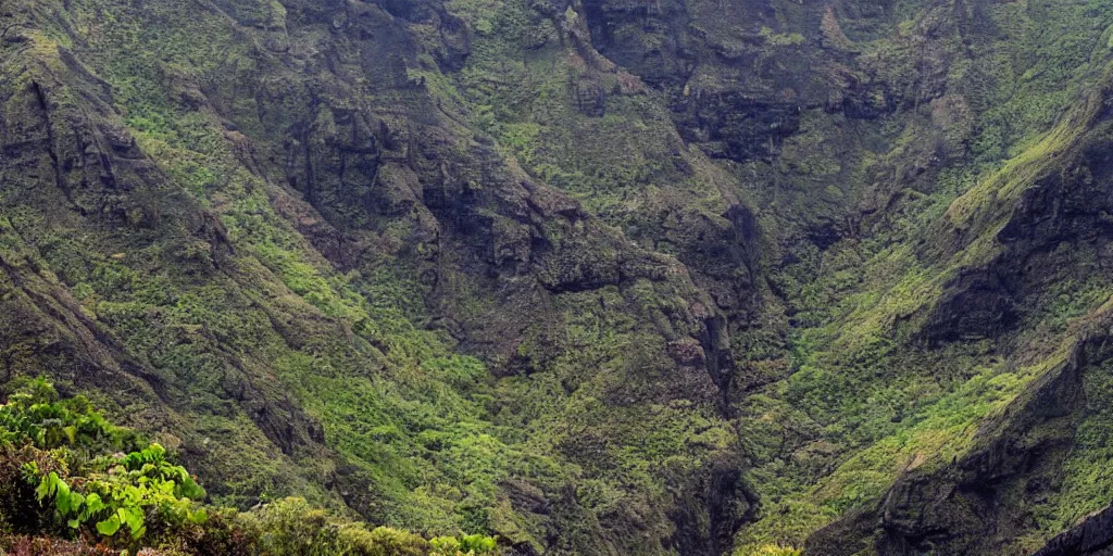 Prompt: Reunion Island landscape