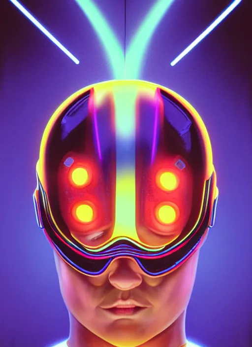 Prompt: symmetry!! portrait of side!! of a 9 0 s aerobic character with soda pop helmet and golden stripe spandex, laser beam, evil, fantasy, glowing lights!! intricate, elegant, highly detailed, digital painting, artstation, concept art, smooth, sharp focus, illustration, art by julian del rey and greg rutkowski
