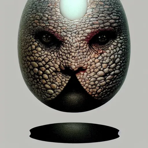 Image similar to humpty dumpty in form of egg, detailed pattern, front view by by luis royo and wayne barlowe, beksinski