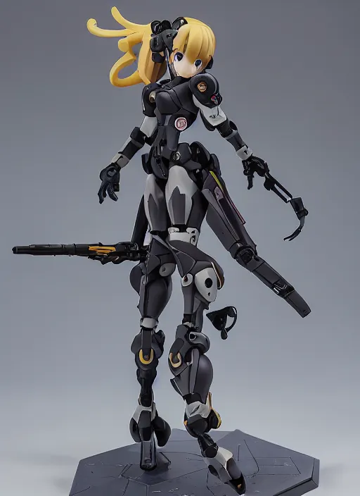 Prompt: toy design,cyber mecha Armor, portrait of the action figure of a girl, girls frontline style, anime figma figure, studio photo, flight squadron insignia, realistic military gear, 70mm lens,