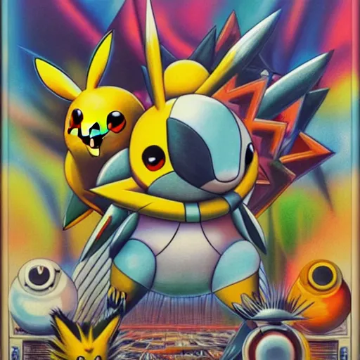 Image similar to bauhaus pokemon airbrushed hip hop album cover art, conceptual mystery pokemon, intricate detailed painting, illustration sharp detail, manga 1 9 9 0