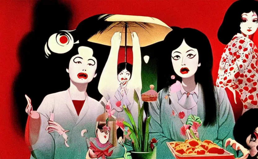 Image similar to film still of Hausu (ハウス) (1977), 4k restoration, Criterion