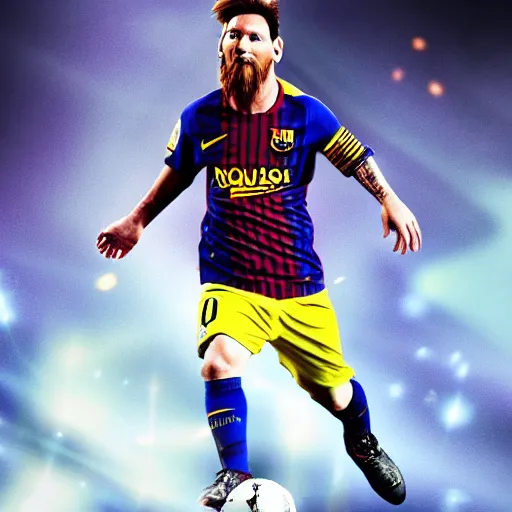 Image similar to lionel messi as the flash explosion of lighting