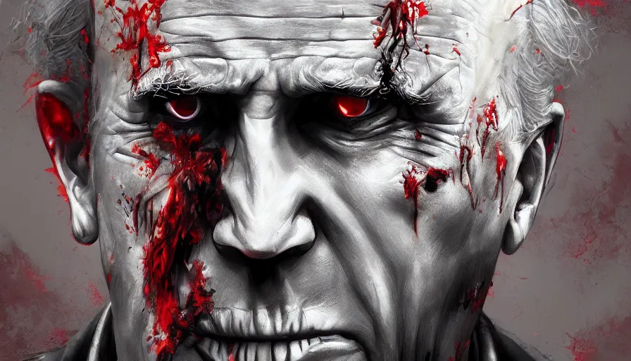 Prompt: Zombie Joe Biden paint by various artists, hyperdetailed, artstation, cgsociety, 8k