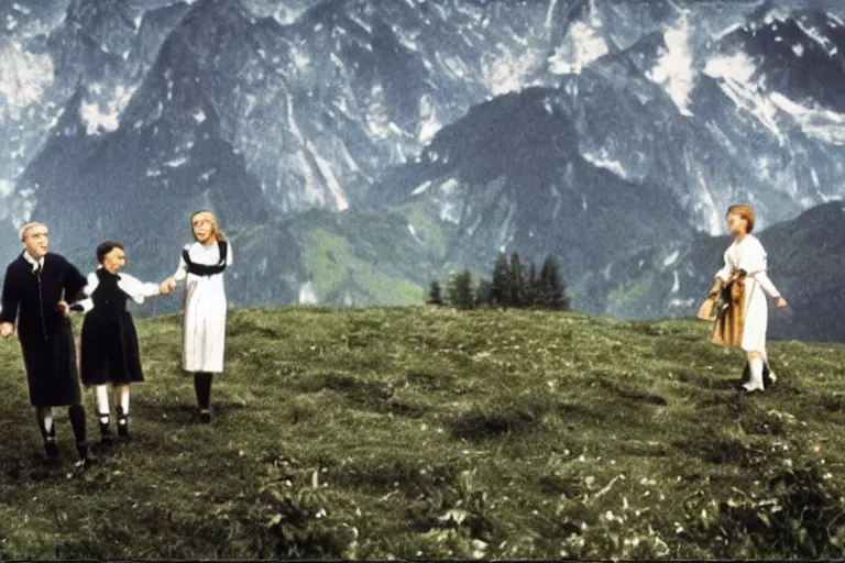 Image similar to still image from the sound of music by the wakowski brothers, ultra detailed, finely detailed