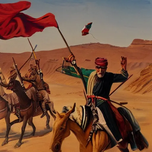 Image similar to Painting of Larry David leading a battle in the Great Arab Revolt