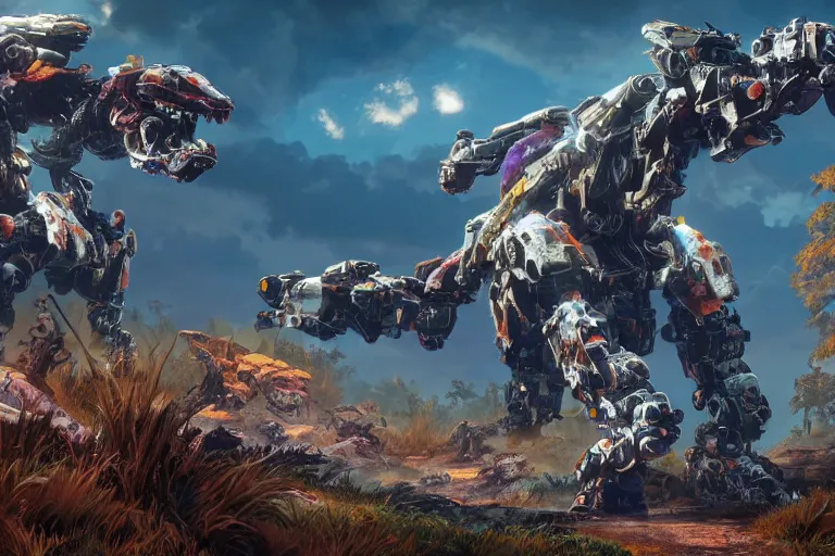 Image similar to shellsnapper machine mecha animal beast robot of horizon forbidden west horizon zero dawn bioluminiscence global illumination ray tracing hdr fanart arstation by sung choi and eric pfeiffer and gabriel garza and casper konefal